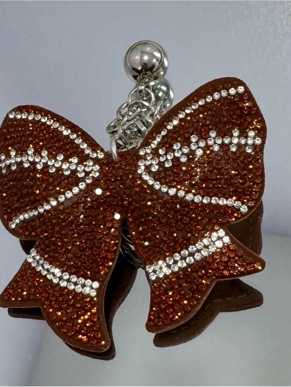 New Crystal Football Bow Keychain
